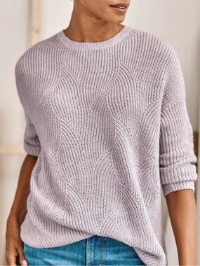J. Jill Lavender Abstract-Waterfall Cable Knit Oversized Sweater Soft Lilac